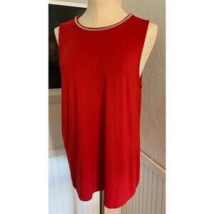 Large Banana Republic Red Women's Tank Sliver Trim Neckline Sleeveless